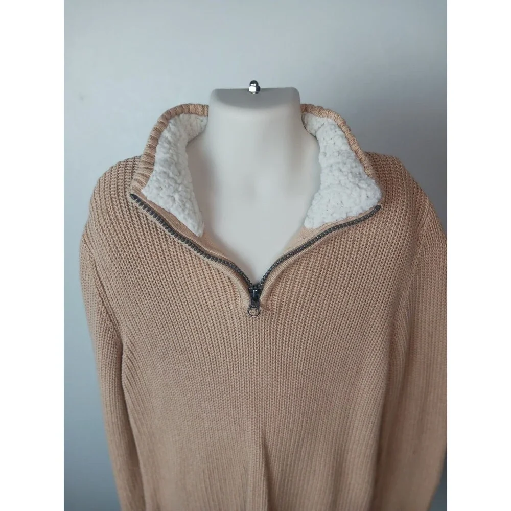 The Childrens Place  Boys Size Medium (7/8) Pullover 1/4 Zip Sweater Fur Collar